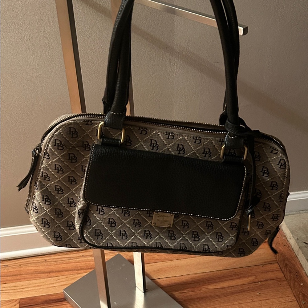 Authentic Black and Brown Designer Handbag Dooney and Bourke